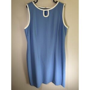 Karen Scott Polyester Blue Dress With White Trim Zip Up Back Size 18W